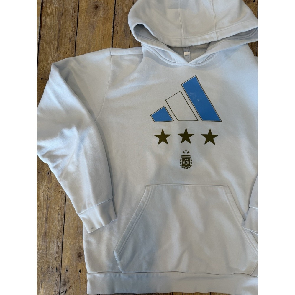 Adidas Argentina Qatar 2022 FIFA World Cup Champions Hoodie Sweatshirt Mens Sz L
